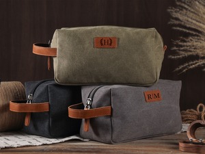 Neceser personalizado para padrinos de boda, regalo Dopp para él, Kit de lona, bolsa grabada, regalo para hombres y marido, - Product Image 3
