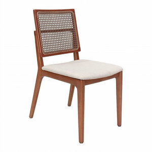 Silla de Comedor de Teca con Asiento Acolchado, Hecha a Mano, de Lujo, Moderna y Minimalista, Muebles para el Hogar - Product Image 1