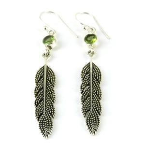 ดูดี!! ใบรูปร่างสีเขียว Peridot 925เงินสเตอร์ลิงต่างหูที่ไม่ซ้ำกันเงินเครื่องประดับผู้ส่งออกและผู้ค้าส่ง - Product Image 2