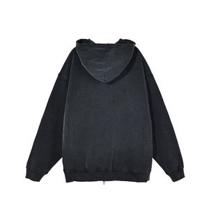 Vente en gros de sweats à capuche zippés pour hommes, de haute qualité, rétro, effet usé, en molleton épais 100% coton, imprimé, écologique - Product Image 2