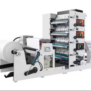 4 Color Fully-automatic Barcode And Satin Adhesive Labels PE Film Aluminum Foil Stack Flexo Printing Machine