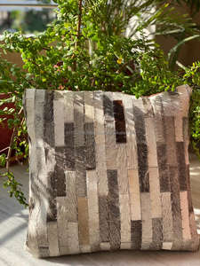 Real Leather Cowhide Patch Work <b>Cushion</b> Cover Stylish Fur Leather Home Decoration <b>Cushion</b> Cover - Product Image 2