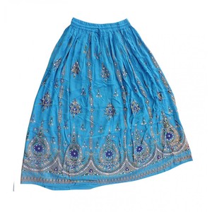 Jupes longues décontractées en coton imprimé Velours côtelé respirant avec décoration brodée Taille naturelle - Product Image 3