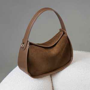 Bolsos de cuero genuino para mujer Cierre de cremallera portátil largo Forro de lino Diseño de gamuza vintage - Product Image 2