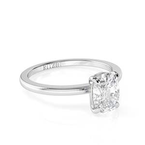 Anillo de compromiso solitario de diamante con corte de cojín Elonagted para mujer - Product Image 3