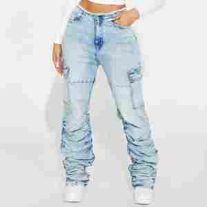 Pantalon baggy tendance et respirant pour femmes, taille haute, jean en denim à 6 poches, jean cargo surdimensionné pour femmes - Product Image 6