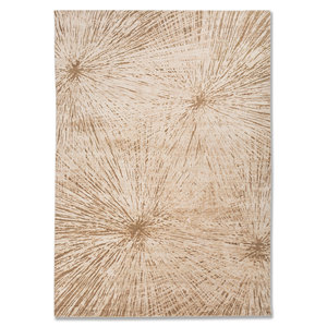 พรมถักมือลายคลาสสิคสีเบจและน้ำตาล ทำจากขนสัตว์และไหม ขนาด 9x12 ฟุต ลายแบบนามธรรม สำหรับตกแต่งห้องนั่งเล่นวัยรุ่น รุ่น AKWS-3026 - Product Image 1