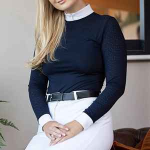 New Arrival Custom Women <b>Equestrian</b> Durable Short Sleeve Top Stylish Long Sleeves Horse Riding Show Shirt - Product Image 3