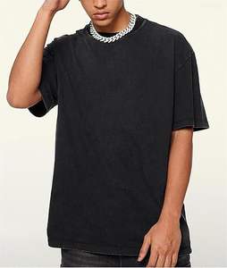 100% algodón para hombres, camiseta lavada con ácido con logotipo personalizado para hombres, ropa de calle de alta calidad, camisetas Vintage de gran tamaño para hombres - Product Image 1