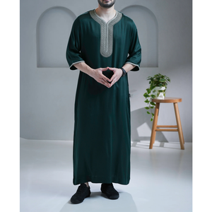Hombres musulmanes Thobes Hombres marroquíes Thobes Bordado musulmán Jubbah Ropa islámica Moda Thawb Robe para hombre - Product Image 1
