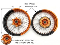 Vente Flash - Roues de moto en aluminium bicolores 17x3.5 17x5.0, roues avant et arrière Supermoto pour KTM 125-540 SXF SX EXC XC-F XC-W