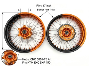 Vente Flash - Roues de moto en aluminium bicolores 17x3.5 17x5.0, roues avant et arrière Supermoto pour <span class=keywords><strong>KTM</strong></span> 125-540 SXF SX EXC XC-F XC-W - Product Image 4