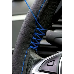 Cubierta de volante de costura perforada cosida azul Cubierta de costura Premium para mayor visibilidad y agarre - Product Image 4