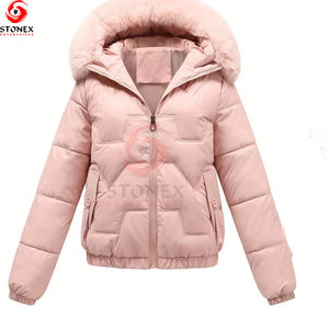 Comfortable Fabric <b>Short</b> Winter Reversible Outdoor Hooded Puffer <b>Jacket</b> Plus Size Waterproof Zipper - Product Image 1