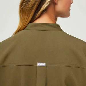 Col montant fermeture éclair docteur infirmière gommages uniforme salle d'opération couleur unie robe d'opération femmes hommes gommages haut pantalons costumes - Product Image 5