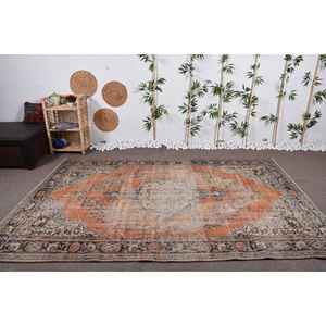 Grand tapis turc 6,3x9,4 pi (192x287 cm), tapis en laine vintage orange camouflage - Product Image 2