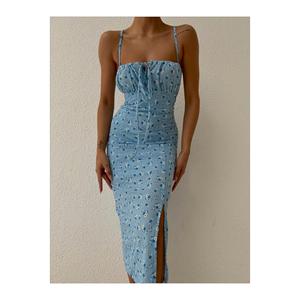 Abito da donna con spacco con motivo floreale a spacco