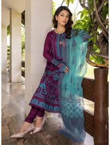 ชุดเดรส3ชิ้นพร้อมคอปัก,ชุดมุสลิมและปากีสถานผู้หญิงชาติพันธุ์สวมสนามหญ้า Salwar Kameez - Product Image 2