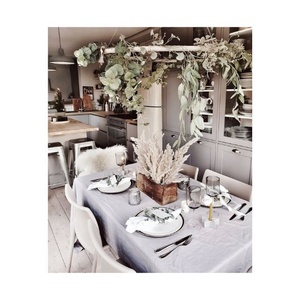 New Merry Christmas Ornament Embroidered Grey Colour Pattern Waterproof Pure Cotton Linen Home Kitchen Decorative Table Cloths - Product Image 1