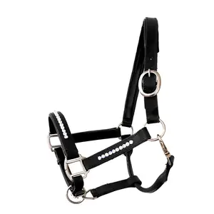 Arc-en-ciel Bling Cheval Équestre Halter À La Mode Camouflage Pliable En Cuir Noir Élégant Cheval Accessoire - Product Image 1
