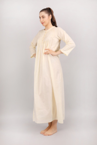 ชุดนอนผ้าฝ้ายแบบพรีเมี่ยมสำหรับผู้หญิงชุดนอนแขนยาวสุดหรูชุดเดรสราตรีระบายอากาศได้ดีสำหรับใส่สบายขณะนอนหลับและพักผ่อน - Product Image 3