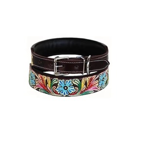 High Quality Exclusive Soft Padded Leather <b>Dog</b> <b>Collar</b> Hand Painting Design Durable Solid Pattern Direct Manufacturer Wholesaler - Product Image 1
