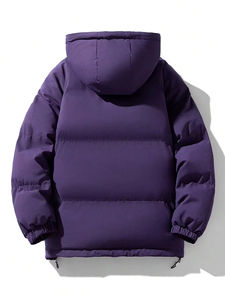 Blouson matelassé pour homme, couleur unie, personnalisable, col montant, style streetwear d'hiver, entièrement personnalisable, en polyester, blouson bomber - Product Image 2