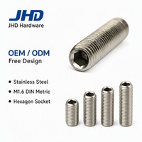 Vis sans tête M1.6 DIN métrique/pouce, à pointe plate, à six pans creux, en acier inoxydable