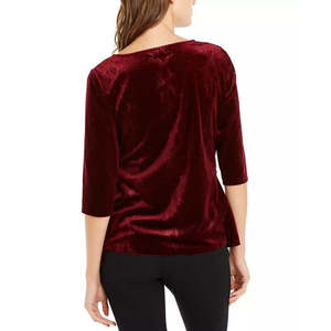 Abito avvolgente da donna Alfani in tinta unita bordeaux con maniche a 3/4 e collo gioiello, taglia media, per l'inverno - Product Image 2