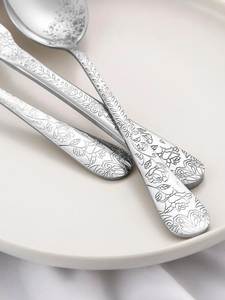 Juego de Cubiertos de Acero Inoxidable Plateado, Mango con Acabado de Alto Brillo, Estilo Real, Diseño Moderno, Libre de BPA, Apto para Lavavajillas, para Fiestas - Product Image 3