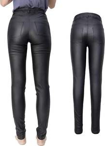 Mallas informales de piel sintética para mujer de alta calidad, Jeggings elásticos con bolsillos, tallas grandes regulares, fábrica de fabricante personalizado - Product Image 3