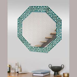 Miroir mural de style industriel moderne de qualité supérieure avec cadre en verre incrusté de os, fait main, écologique, décoration intérieure - Product Image 5