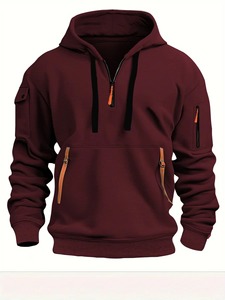Sweat-shirts à capuche pour hommes, streetwear 2025, mode esthétique, multi-poches, fermeture éclair, doublure en tricot, taille plus, ample, pull-over - Product Image 6