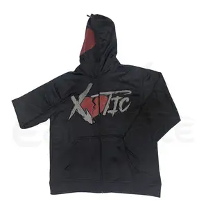 Tùy chỉnh Puff in Hoodies với logo của bạn bị hỏng trái tim màu đen Zip Up hoodie Mens softshell Chất lượng cao lớn XL Kích thước Hoodies
