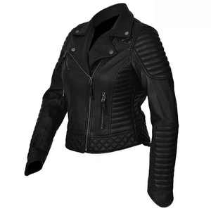 Chaqueta de Motociclista de Piel de Oveja Genuina para Mujer, Talla Personalizada, Forro de Satén, Color Personalizado, Reversible, Resistente al Viento y Transpirable - Product Image 6
