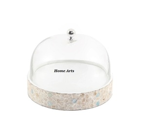Wood And MOP <b>Cake</b> Platter <b>With</b> <b>Glass</b> <b>Dome</b> Bestest Quality <b>Cake</b> Server <b>With</b> <b>Dome</b> For Brownies And Chocolates Use - Product Image 3