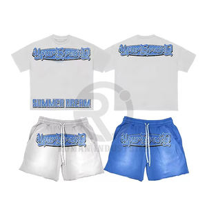 Ensemble deux pièces en coton d'été pour hommes, nouveau short décontracté respirant et costumes en tissu éponge de couleur unie, vente en gros - Product Image 3