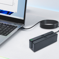 Pembaca Kartu Magnetik 3-Slot Hi-Co/Lo-Co dengan Indikator LED dan Buzzer, Antarmuka USB, Sesuai Standar ISO7811 AAMVA DMV