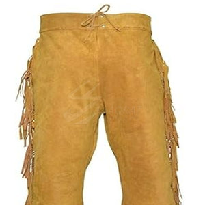 Nuevo estilo de uso al aire libre pantalones de los hombres lavados mejor calidad Color sólido flecos pantalones de cuero de ante para los hombres en el precio barato - Product Image 4