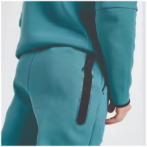 Ensemble de survêtement pour homme, décontracté, athlétique, 100% coton, fermeture éclair intégrale, séchage rapide, respirant, jogging, chaud, 2 pièces, ensembles unis pour l'hiver - Product Image 5