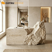 Comptoir de réception personnalisé en marbre travertin de luxe pour hôtel de luxe, boutique, salon, hall, mobilier de bureau