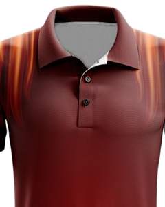 Polo personnalisé pour homme, imprimé feu marron, manches courtes, respirant, polyester et élasthanne, décontracté, sport, golf, OEM personnalisé - Product Image 4