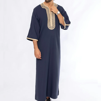 Robe de soirée pour homme musulman marocain, faite à la main, brodée sur mesure, en polyester, col montant, longueur cheville, légère et respirante, style vintage