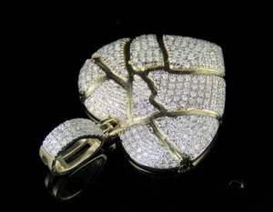 Superbe Moissanite Diamant Coeur Brisé Pendentif En Argent Sterling 925 Ton Or Bijoux De Mode Pour La Fête - Product Image 3