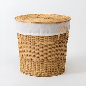 Cheap Price Wicker <b>Bin</b> Basket Organizer <b>Laundry</b> Storage Rattan <b>Bins</b> Container <b>With</b> Removable <b>Lid</b> Hand Weave Clothing Baskets - Product Image 1