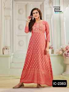 Dernières femmes portent des vêtements décontractés punjabi élégants robe en rayonne vêtements de bureau tendance Kurti en rayonne avec motif fantaisie imprimé Kurtis - Product Image 6