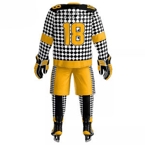 Uniforme de hockey sur glace en polyester personnalisé de haute qualité nouveau design impression par sublimation logo brodé OEM uniforme de hockey sur glace - Product Image 3