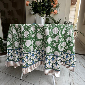 Custom Printed Cotton Tablecloth | <b>Table</b> <b>Cover</b> with Edge Binding Flower Design | Wholesale New Rich Field Design - Product Image 2