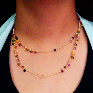 สร้อยคอแบบโซ่ประดับอัญมณีหลากสีสำหรับผู้หญิงอัญมณีทัวร์มาลีนสีทองสวมใส่ได้ทุกวัน925เงินสเตอร์ลิง - Product Image 4
