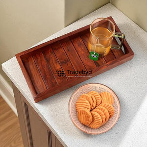 Bandeja de madera elegante Tradebyd, bandeja de servicio artesanal ecológica para cocina, comedor, casas modernas y regalos - Product Image 1